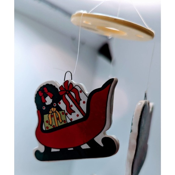 Vintage Porcelain Russ Berrie and Company Holiday Sleigh Wind Chime - Picture 2 of 6